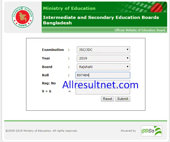 JSC Result 2019 Rajshahi Board