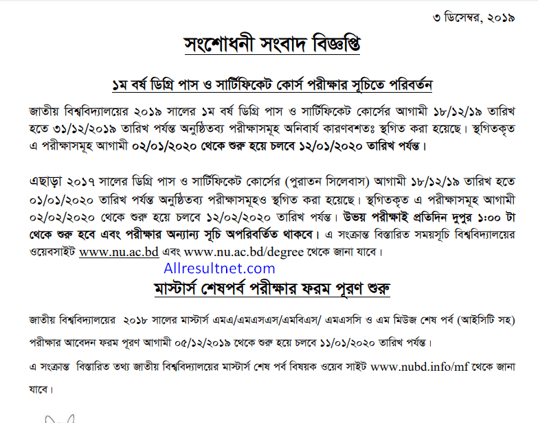 Degree 1st Year Routine 2021 Updated