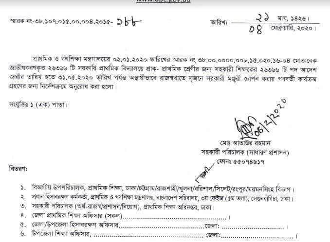 Primary Job Circular 2020