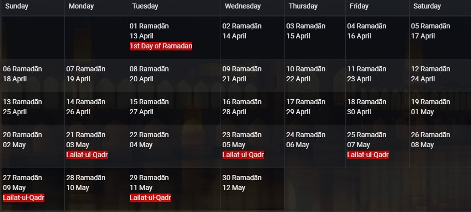 Featured image of post Ramadan Islamic Calendar 2021 April - This year ramadan will start on 13 april 2021 according to the islamic calendar.