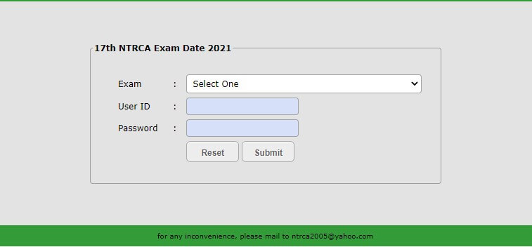 17th NTRCA Exam Date 2021