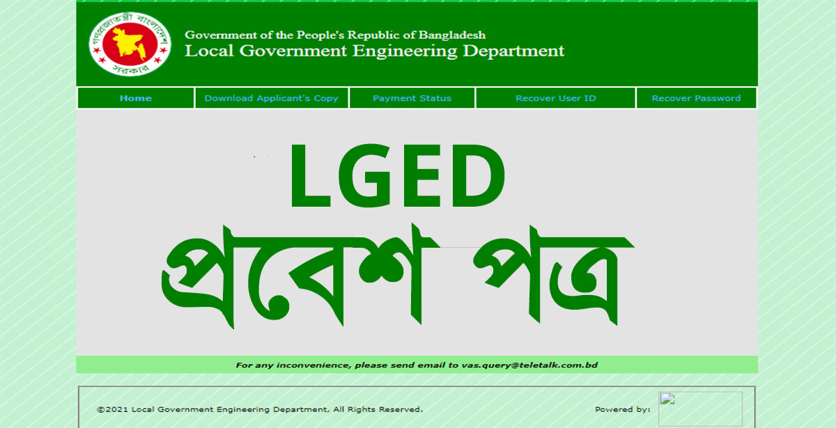 LGED Work Assistant Admit Card 2023 Exam Date