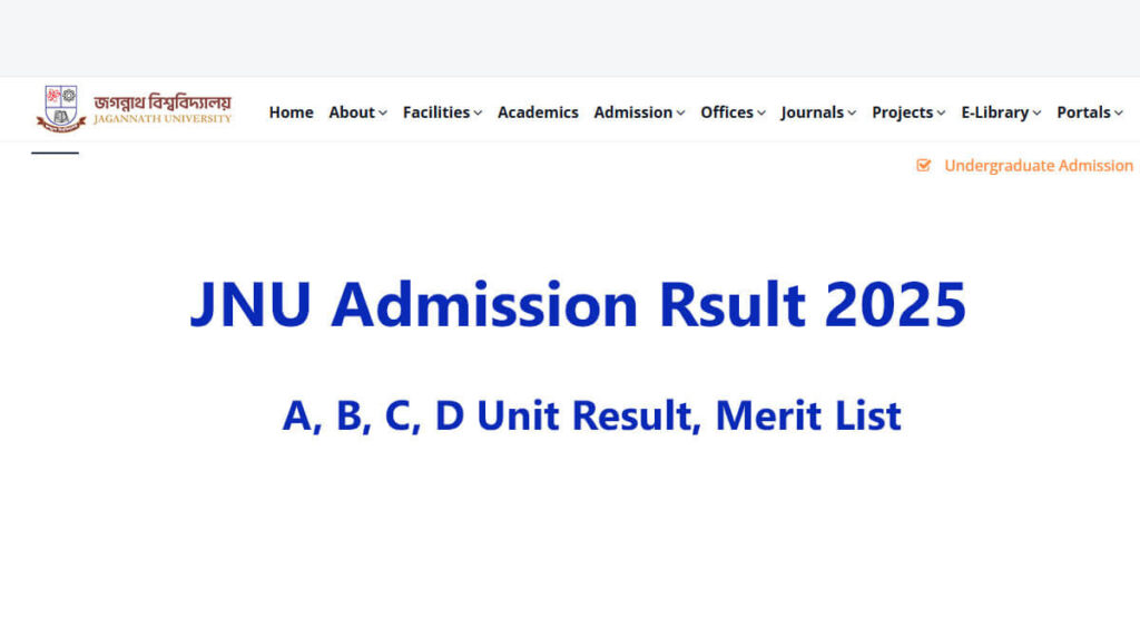 JNU Admission Result 2025: A, B, C, D Unit Result, Merit List JNU Admission Result 2025