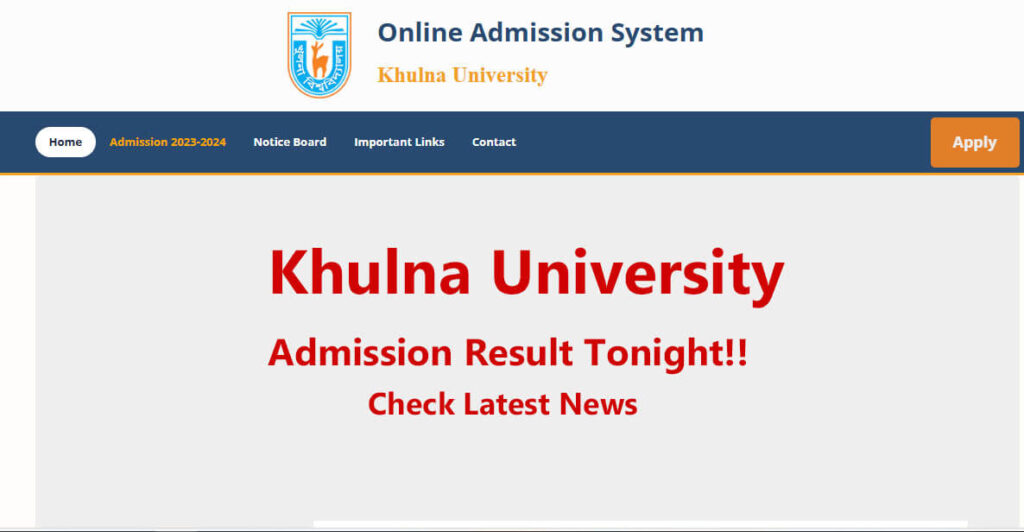 Khulna University Admission Result tonight Khulna University Admission Result 2025