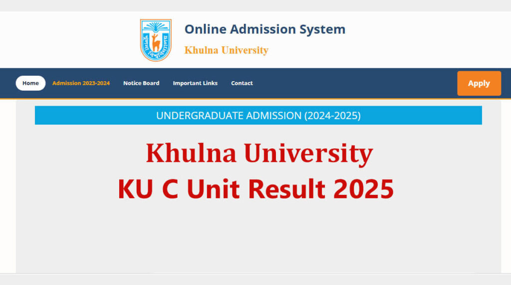 Khulna University C Unit Result 2025 – Merit and Waiting List Khulna University KU C Unit Result 2025