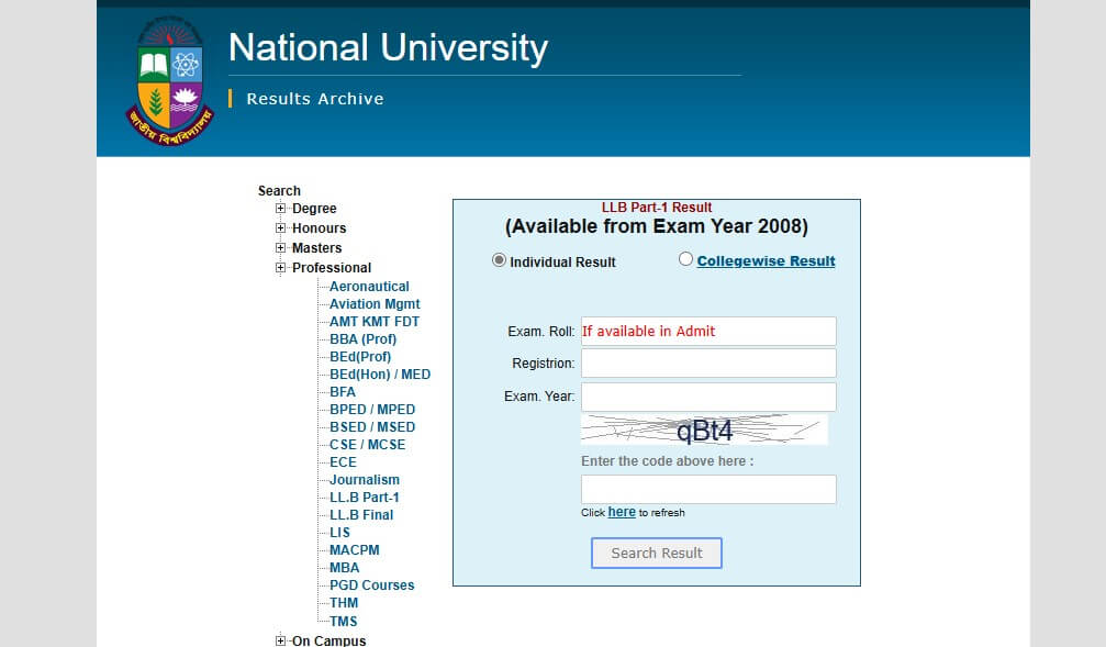 LLB 1st Year Result 2025
