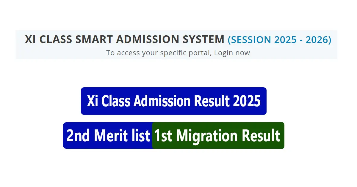 Xi Class Admission Result 2025 2nd Merit List