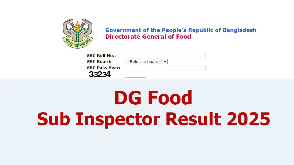 DG Food Sub Inspector Result 2025
