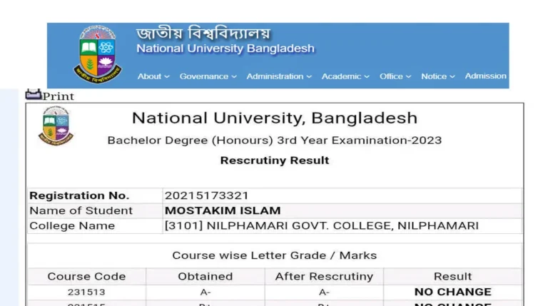 Honours 3rd Year Re-Evaluation Result Published at results.nu.ac.bd Honours 3rd Year Re-Evaluation Result 2025 Published